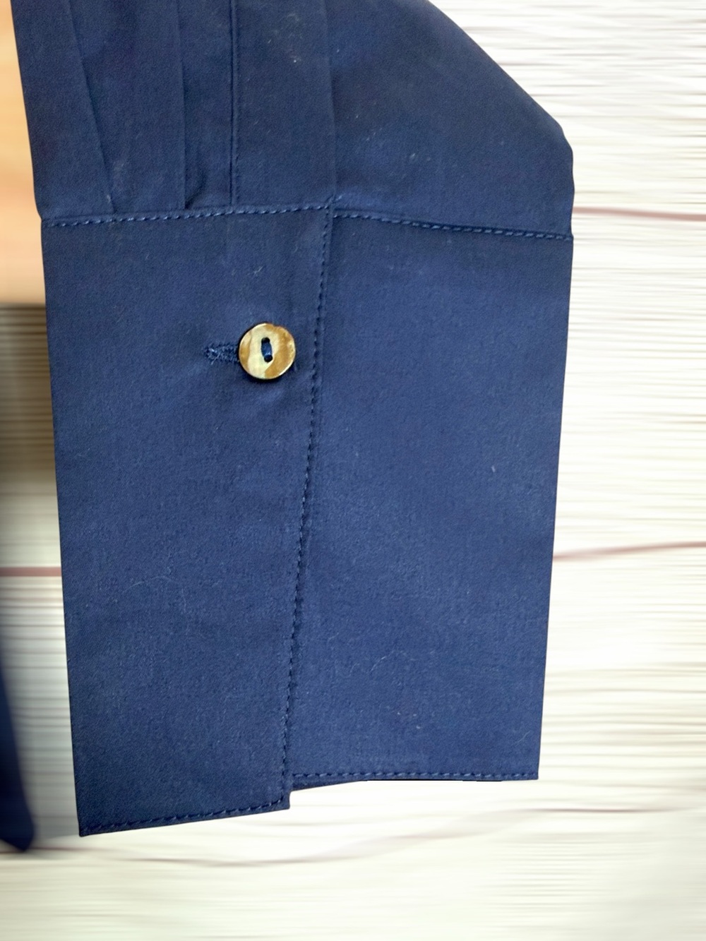 Harshman Popover Ellis Blouse Tunic XS Navy Blue Cotton French Cuff NWOT - Picture 9 of 12